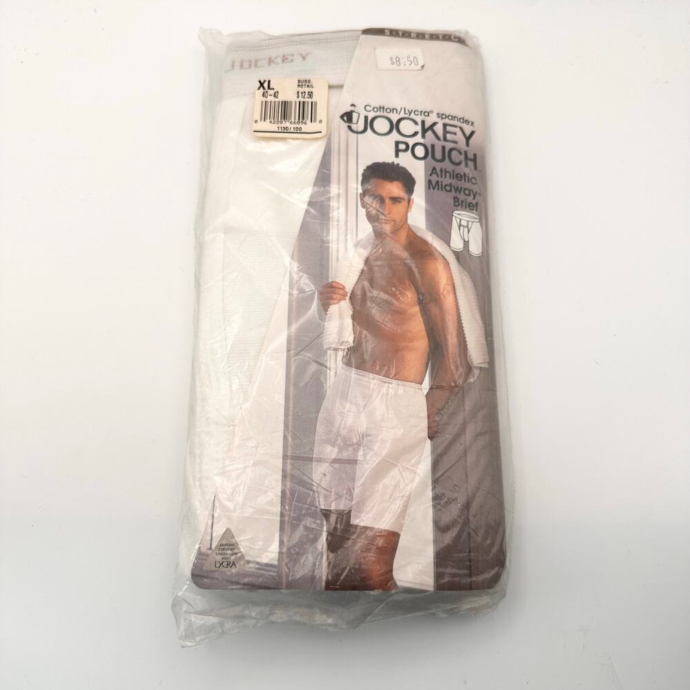 Vintage Deadstock Jockey Pouch Athletic Midway Brief Underwear XL White 1993